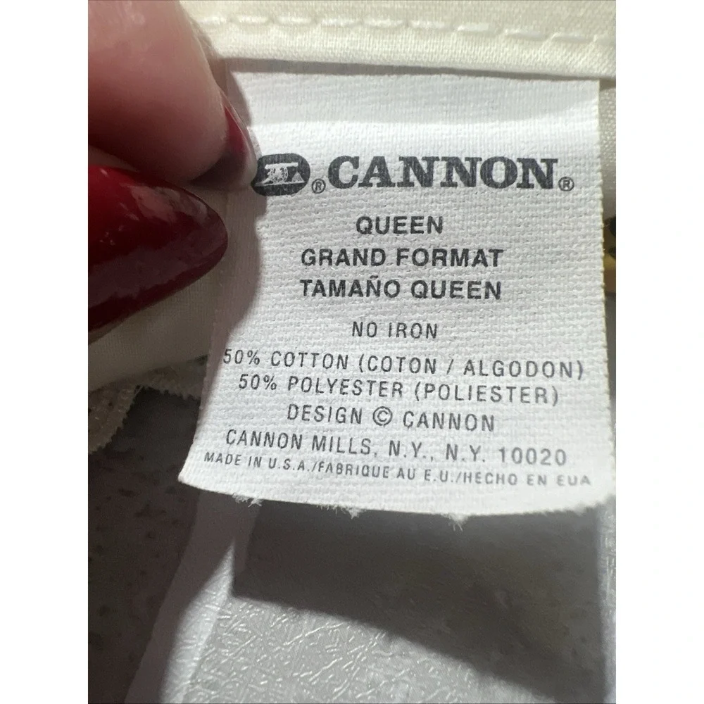 Cannon Mills Queen Flat Sheet  Beige No Iron Cotton Blend Made USA 98X89